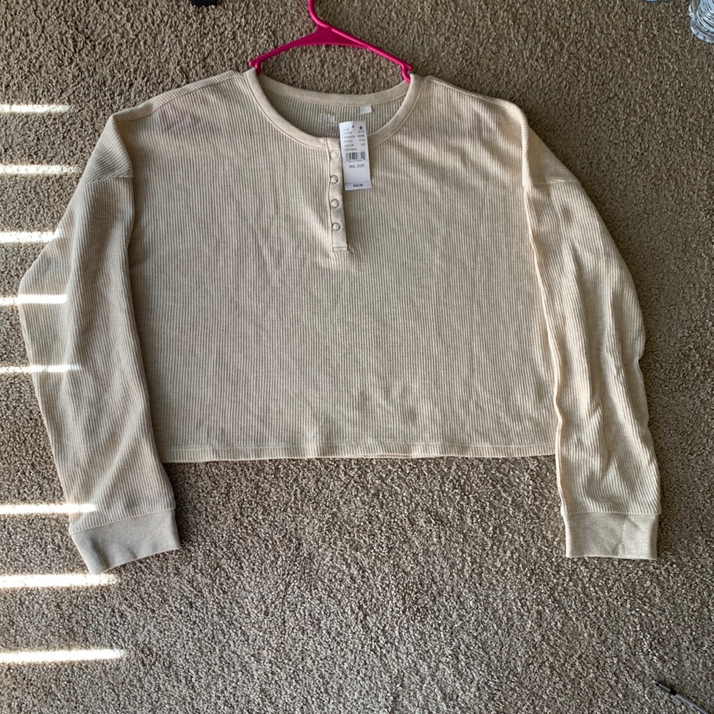 Pacsun cropped long sleeve waffle knit top